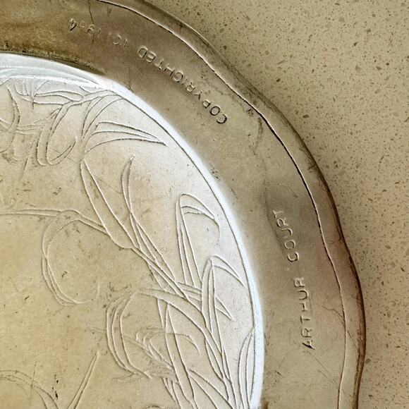 Arthur Court Lion Lid Astrological Serving Plate Casserole Dish 1984 Silver Tone - Picture 7 of 7